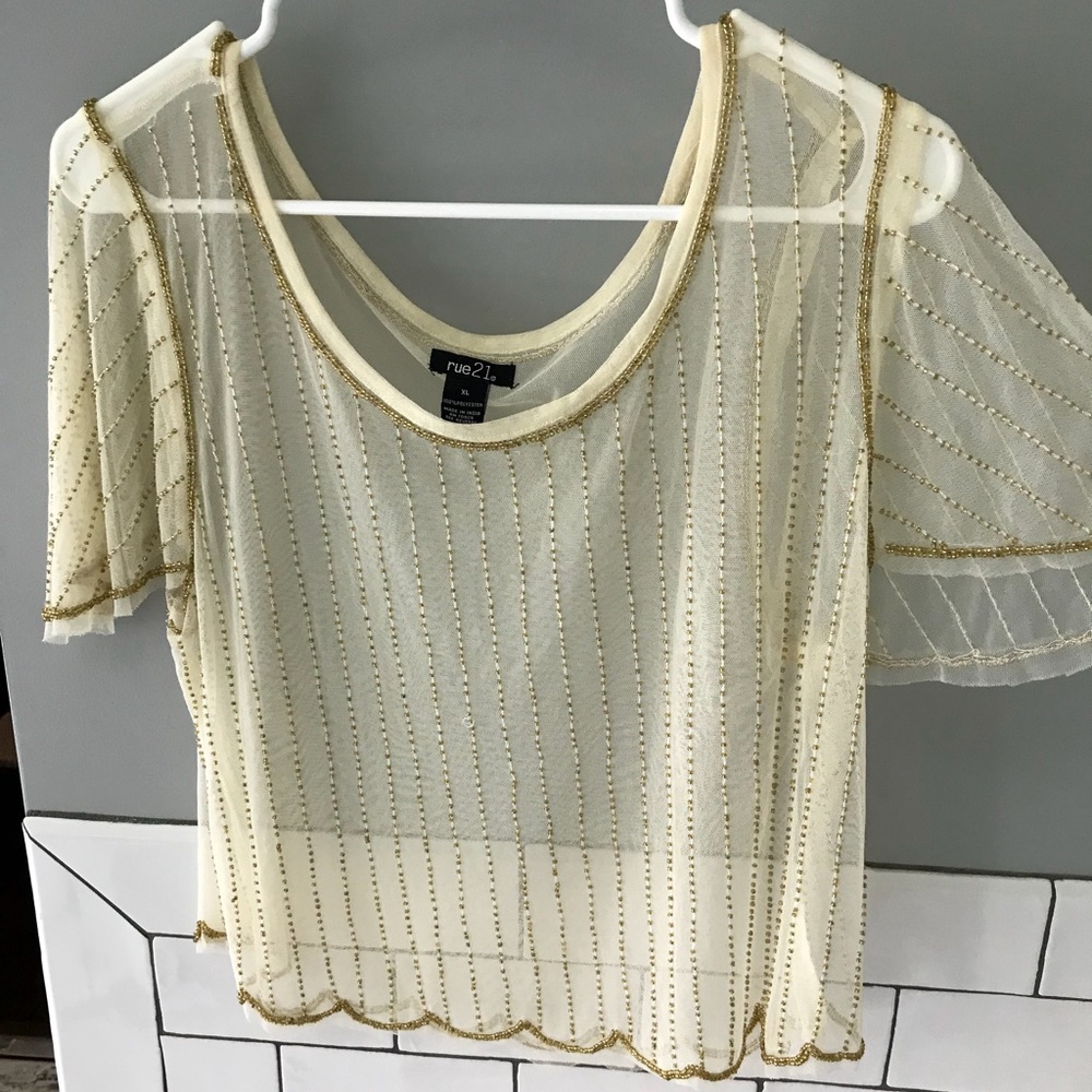 Sheer Beaded Party Top